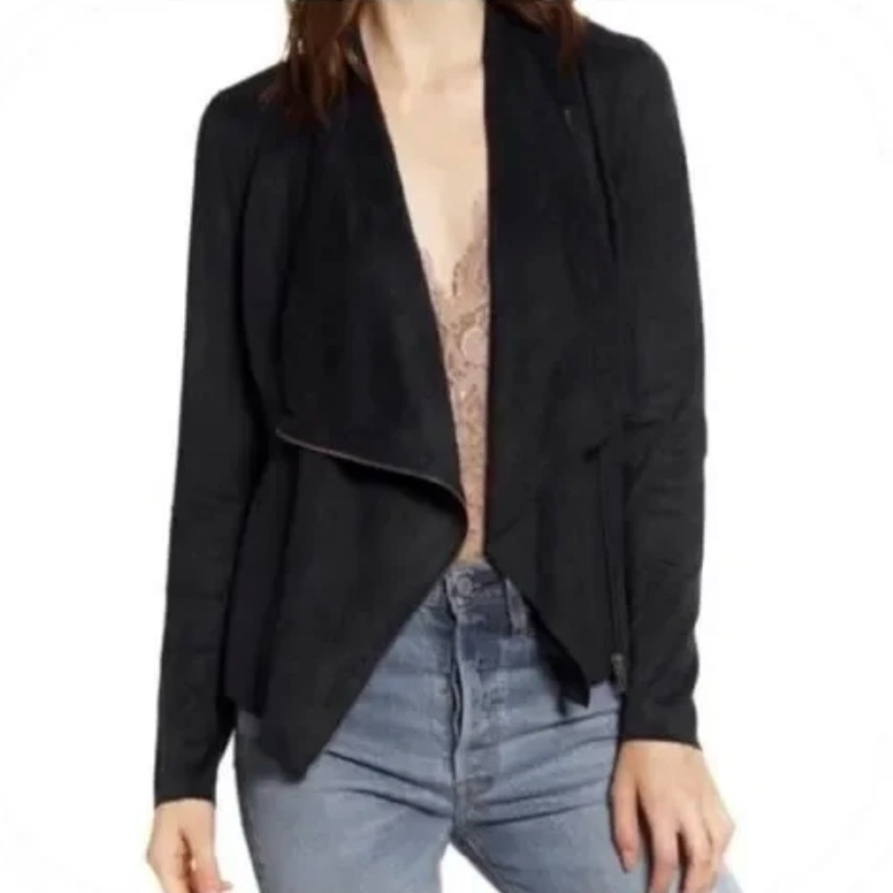 Blank NYC Faux Suede Waterfall Jacket Black Size Medium